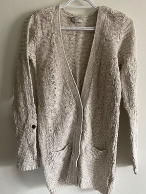 Guess Long V-Neck Cardigan in Cream